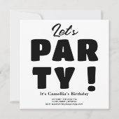 Laten we feesten ! Zwart & Wit Gestreepte Krachtig Kaart (Voorkant)