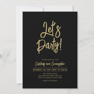 Laten we feesten Zwarte Chic Script Cocktailpart Kaart
