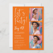 Laten we feestfoto verbrand sinaasappel 40 jaar kaart (Voorkant)