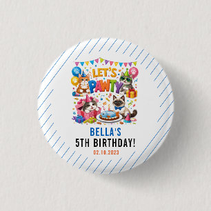 Laten we Feestkat 5e Verjaardag   Cute Kitty Verja Ronde Button 3,2 Cm