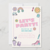 Laten we feestroze Paarse iconen verjaardagsuitnod Kaart (Voorkant)