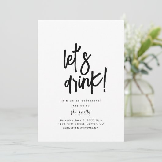 Laten we feestuitnodiging Drinken Kaart (Staand voorkant)