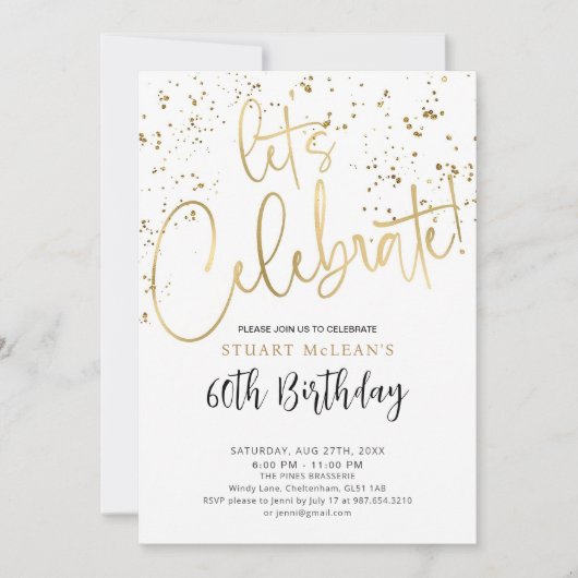 Laten we feestuitnodiging printbare verjaardagen v kaart (Voorkant)