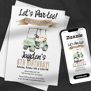 Laten we feestvieren! Golf verjaardagsuitnodiging Kaart