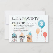 laten we feestvieren hond verjaardagsuitnodiging RSVP kaartje (Voorkant)