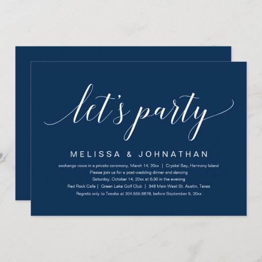 Laten we feestvieren, huwelijksfeest viering kaart (Voorkant / Achterkant)