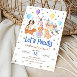 Laten we feestvieren Puppy Honden Verjaardagsuitno Kaart