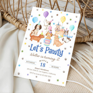 Laten we feestvieren Puppy Honden Verjaardagsuitno Kaart
