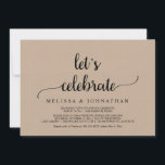 Laten we feestvieren, Rustic trouwfeest Kaart<br><div class="desc">Mooie uitnodigingskaart voor na de bruiloft,  in rustieke bruine kraft,  eenvoudig,  minimalistisch ontwerp. Dit is perfect voor uw trouwreceptie en na-feestelijke viering. Voeg uw details toe in bijpassend lettertype. #TeeshaDerrick</div>