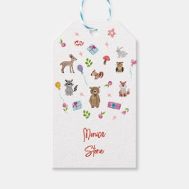 Laten we feestvieren! Wilde dieren kinderen verjaa Cadeaulabel