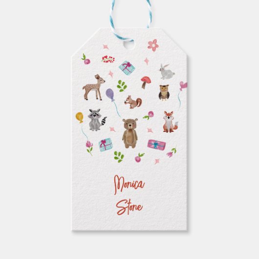 Laten we feestvieren! Wilde dieren kinderen verjaa Cadeaulabel (Voorkant)