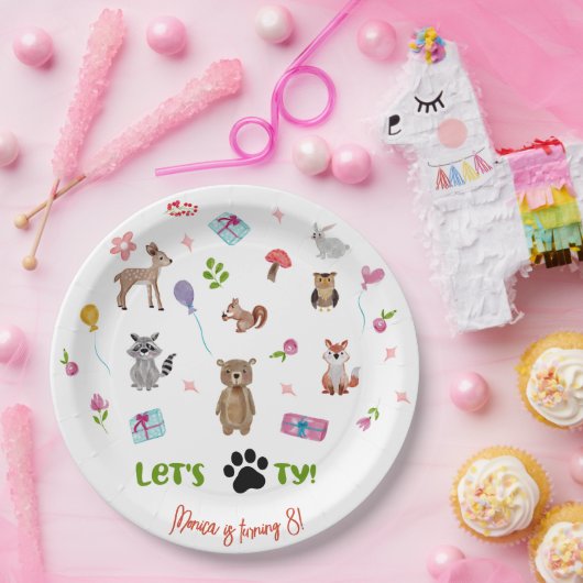 Laten we feestvieren! Wilde dieren kinderen verjaa Papieren Bordje (Feest)