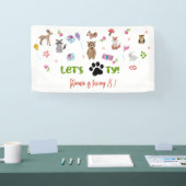 Laten we feestvieren! Wilde dieren kinderen verjaa Spandoek (Beurs)