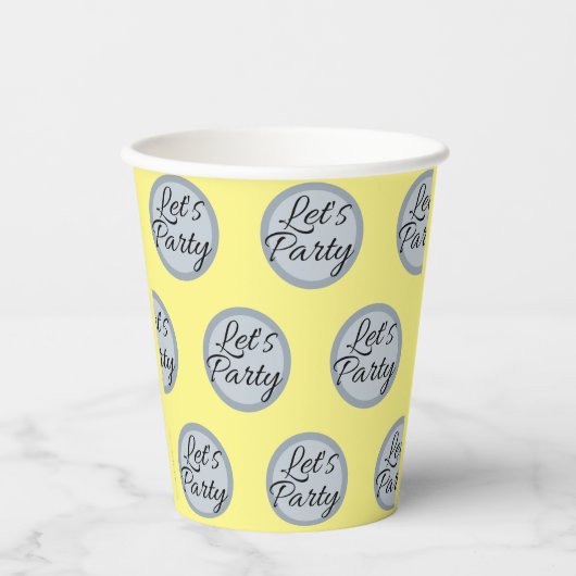 Laten we feestviering polka dot en moderne tekst papieren bekers (Voorkant)