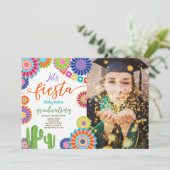 Laten we Fiesta Afstuderen Uitnodiging Mexicaans f (Staand voorkant)