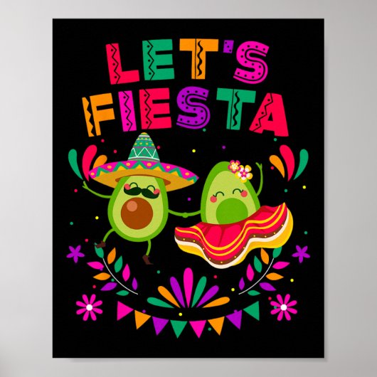 Laten we Fiesta Avocado dansen Cinco de Mayo Mexic Poster (Voorkant)