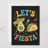 Laten we Fiesta Avocado en Tacos Cinco de Mayo Kaart (Voorkant)