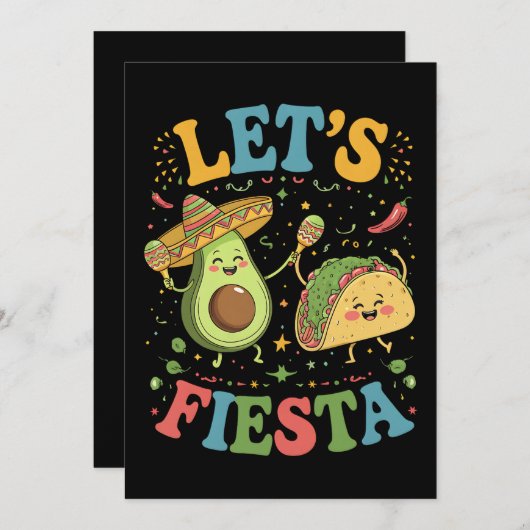 Laten we Fiesta Avocado en Tacos Cinco de Mayo Kaart (Voorkant / Achterkant)