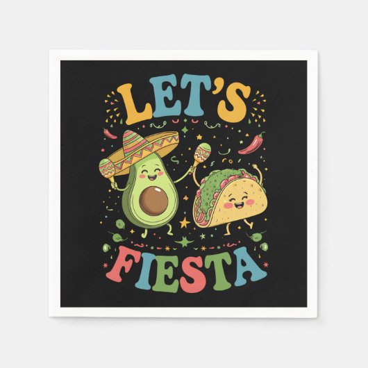 Laten we Fiesta Avocado en Tacos Cinco de Mayo Servet (Voorkant)