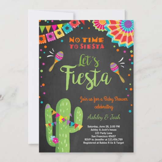 Laten we Fiesta Baby shower uitnodigen Mexicaanse  Kaart (Voorkant)