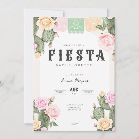 Laten we Fiesta Bachelorette Weekend Uitnodigen Kaart (Voorkant)