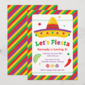 Laten we Fiesta! Birthday Party Invitation Kaart (Voorkant / Achterkant)