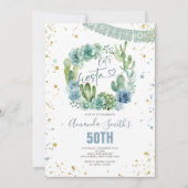 Laten we Fiesta Blauwe Cactus Bloemen elke leeftij Kaart (Voorkant)