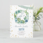 Laten we Fiesta Blauwe Cactus Bloemen elke leeftij Kaart (Staand voorkant)