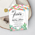 Laten we Fiesta Bridal Shower Invitation Taco Mexi Kaart<br><div class="desc">Colorful Mexican Theme Fiesta Bridal Shower Invitation design met felle bloemen en cactus.</div>