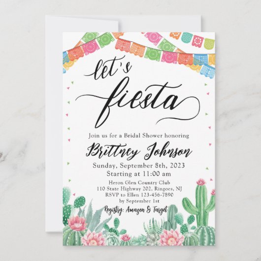 Laten we Fiesta Bridal Shower Invitation Taco Mexi Kaart (Voorkant)