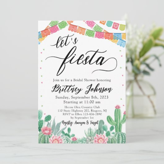 Laten we Fiesta Bridal Shower Invitation Taco Mexi Kaart (Staand voorkant)