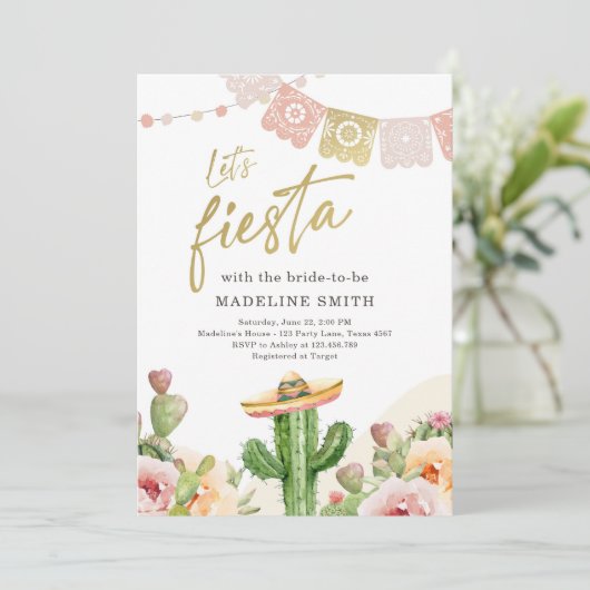 Laten we Fiesta Cactus Aquarel Bruidsmeisjes Uitno Kaart (Staand voorkant)