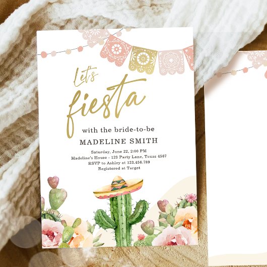 Laten we Fiesta Cactus Aquarel Bruidsmeisjes Uitno Kaart