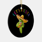 Laten we Fiesta Cactus Sombrero Pet Guitar Cinco d Keramisch Ornament (Rechts)