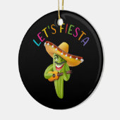 Laten we Fiesta Cactus Sombrero Pet Guitar Cinco d Keramisch Ornament (Links)