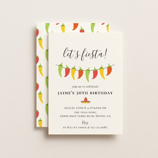 Laten we Fiesta Chili Pepper Verjaardagsfeest Kaart