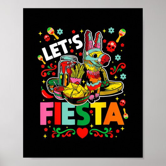 Laten we Fiesta Cinco De Mayo Camisa Mexicana Homb Poster (Voorkant)