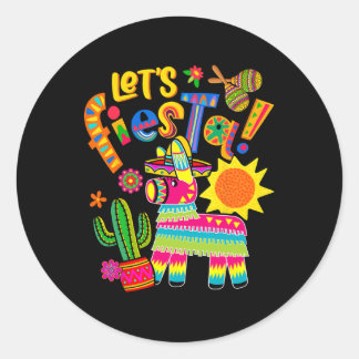 Laten we Fiesta Cinco De Mayo Camisa Mexicana Homb Ronde Sticker