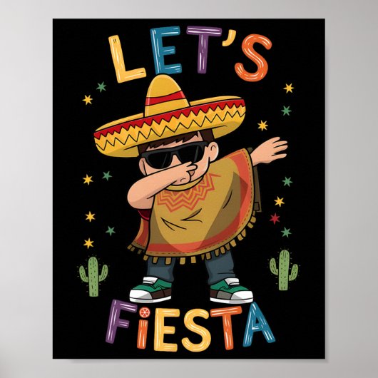 Laten we Fiesta Cinco De Mayo Dabbing Mexicaanse P Poster (Voorkant)