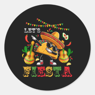 Laten we Fiesta Cinco De Mayo Dabbing Taco Kinder Ronde Sticker