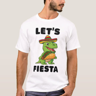 Laten we Fiesta Cinco De Mayo Dinosaur Taco T-Rex T-shirt