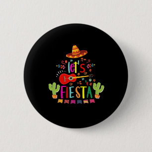 Laten we Fiesta Cinco De Mayo Gitaar Grappig Mexic Ronde Button 5,7 Cm