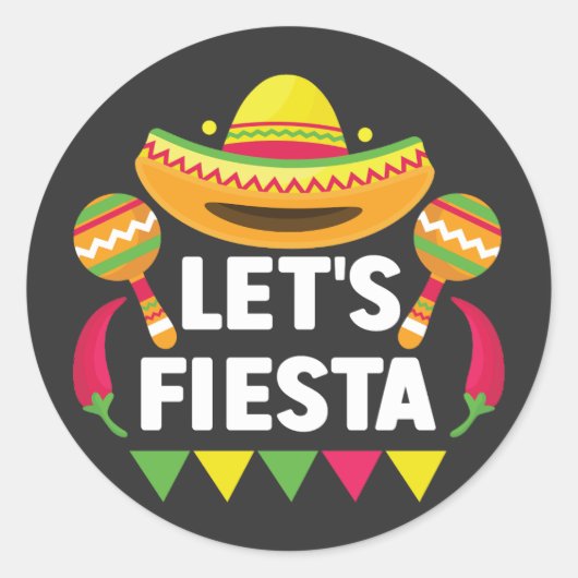 Laten we Fiesta Cinco De Mayo, Mexicaans geïnspire Ronde Sticker (Voorkant)