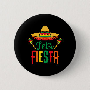 Laten we Fiesta Cinco De Mayo Mexicaanse gitaar So Ronde Button 5,7 Cm