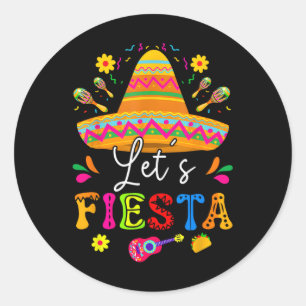 Laten we Fiesta Cinco de Mayo Mexicaanse Party Gui Ronde Sticker