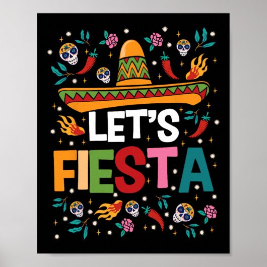Laten we Fiesta Cinco De Mayo Mexican Theme Party  Poster (Voorkant)