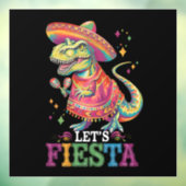 Laten we Fiesta Cinco de Mayo T Rex dinosaurus bek Raamsticker (Vel 3)