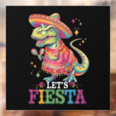 Laten we Fiesta Cinco de Mayo T Rex dinosaurus bek Raamsticker (Vel 2)