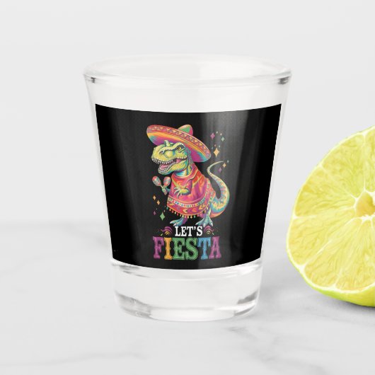 Laten we Fiesta Cinco de Mayo T Rex dinosaurus bek Shot Glas (Voorkant)