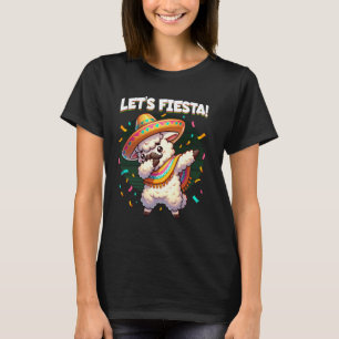 Laten we Fiesta Dabbing Lama Snorhaar Sombrero Cin T-shirt